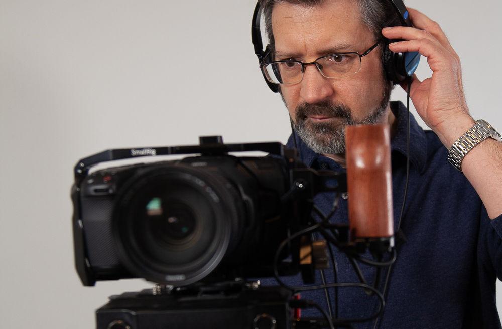 Bill Bowman working at video camera for Alpha-Resource client